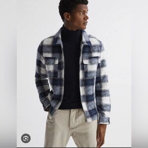 Men's Blue and White Plaid Jacket
